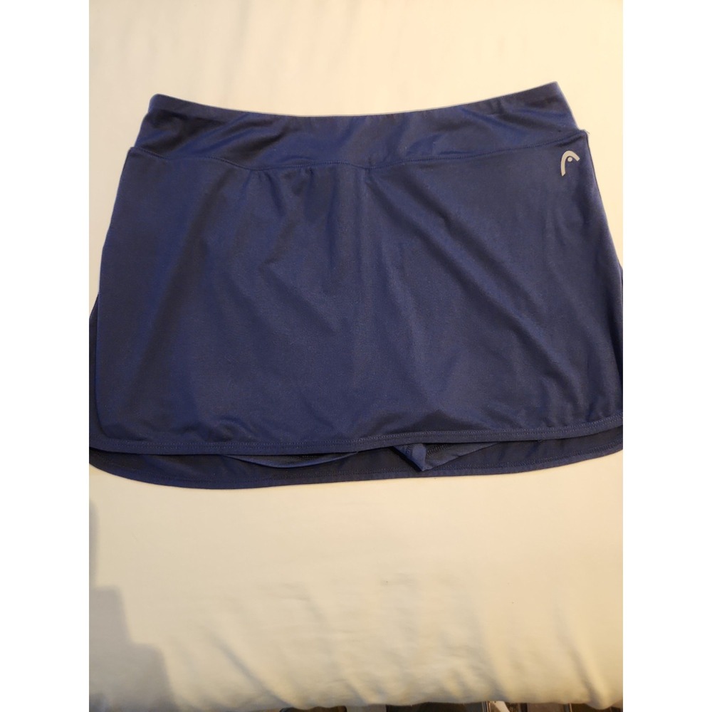 HEAD Womens Navy Blue Athletic Tennis‎ Skort with Built-in Shorts and Pocket